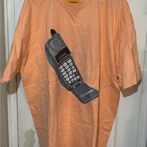 HSTRY BY NAS T SHIRT WITH ORIGINAL VINTAGE MOTOROLA FLIP CELL PHONE LOT.